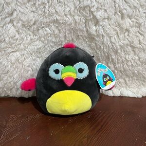 Squishmallows Black & Yellow Toucan Plush with Pink Accents